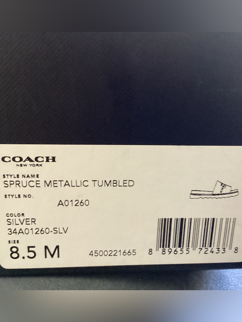 Coach Spruce Metallic Silver Tumbled Leather Cork Sandals Shoes NWOB - Picture 5 of 5